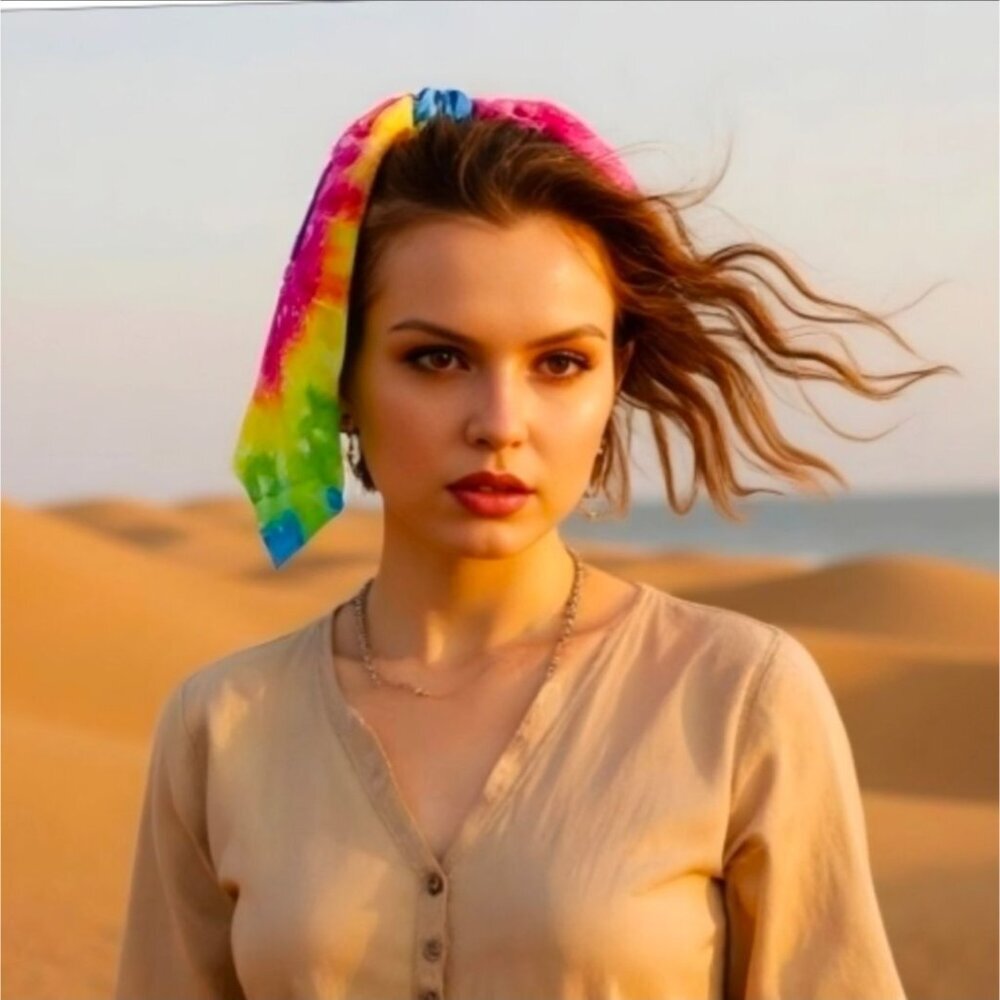 Ana Accessories ✦ Multicolor Tie-Dye Scrunchie ✦ Ribbon Scarf Hair Holder NWT